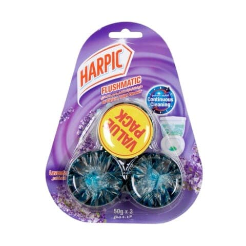 Harpic Flushmatic Toilet Cleaner In the Cistern Block Lavender 150g