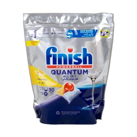 Finish Quantum All in 1 Dishwasher Tablets Lemon Sparkle 50 Tabs