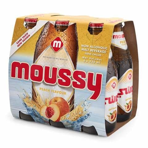 Moussy Non-Alcoholic Peach Malt Beverage 330 ML Pack Of 6 