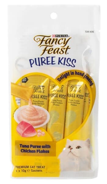 Purina Fancy Feast Cat Food Tuna Puree With Chicken Flakes 10 G×4