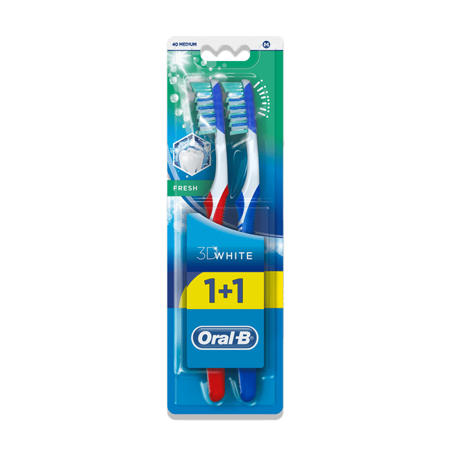 Oral-B 3D White Fresh Toothbrush Medium 1 + 1 Free