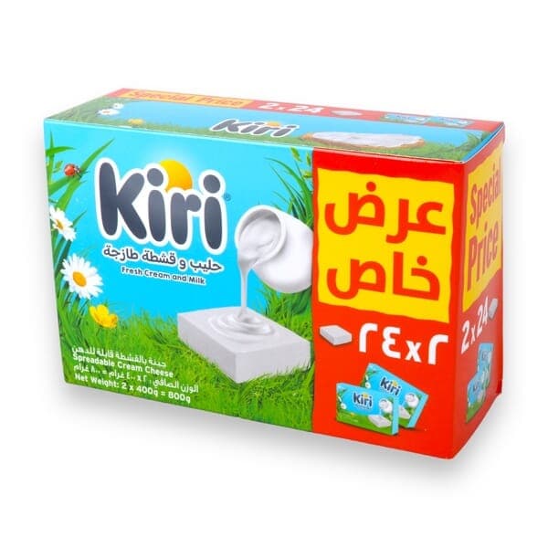 Kiri Spreadable Cream Cheese 24 Pieces 2×400g