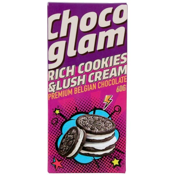 Chocoglam Rich Cookies & Lush Cream Premium Belgian Chocolate 60 GM