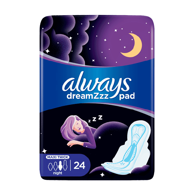 Always Maxi Thick Night Sanitary Pads With Wings 24 Pieces