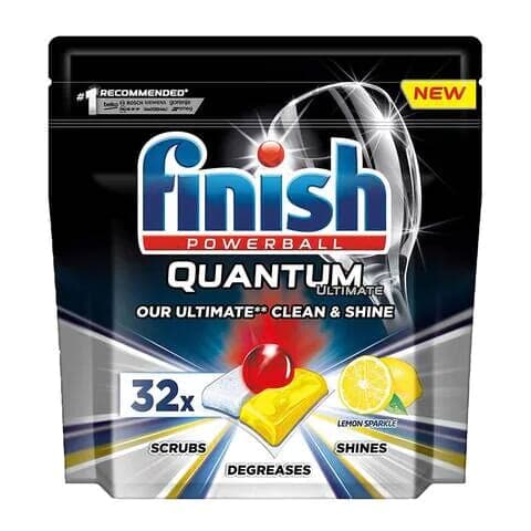 Finish Powerball Ultimate All in 1 Dishwasher Tablets Lemon Sparkle 32 Tabs