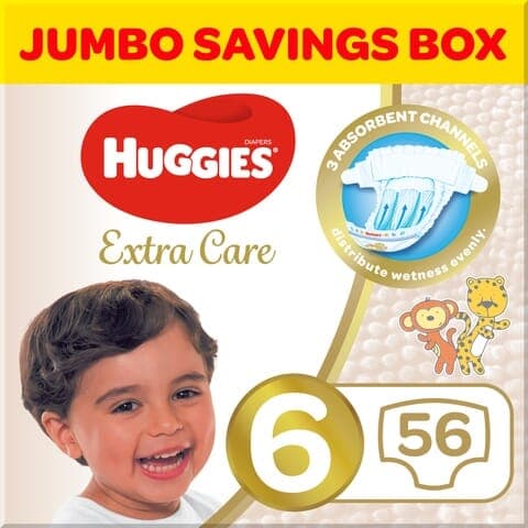 Huggies Extra Care Diapers Size 6 (15+ KG) Jumbo Saving Box 56Diapers