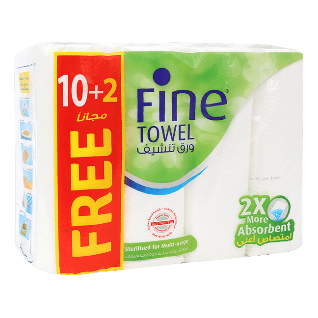 Fine Sterilized Super Towel 2 Times More Absorbent 40 Sheets 2 Layers 12 Rolls