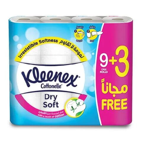 Kleenex Dry Soft Toilet Tissues 200 Sheets 2 Ply 9+3 Rolls