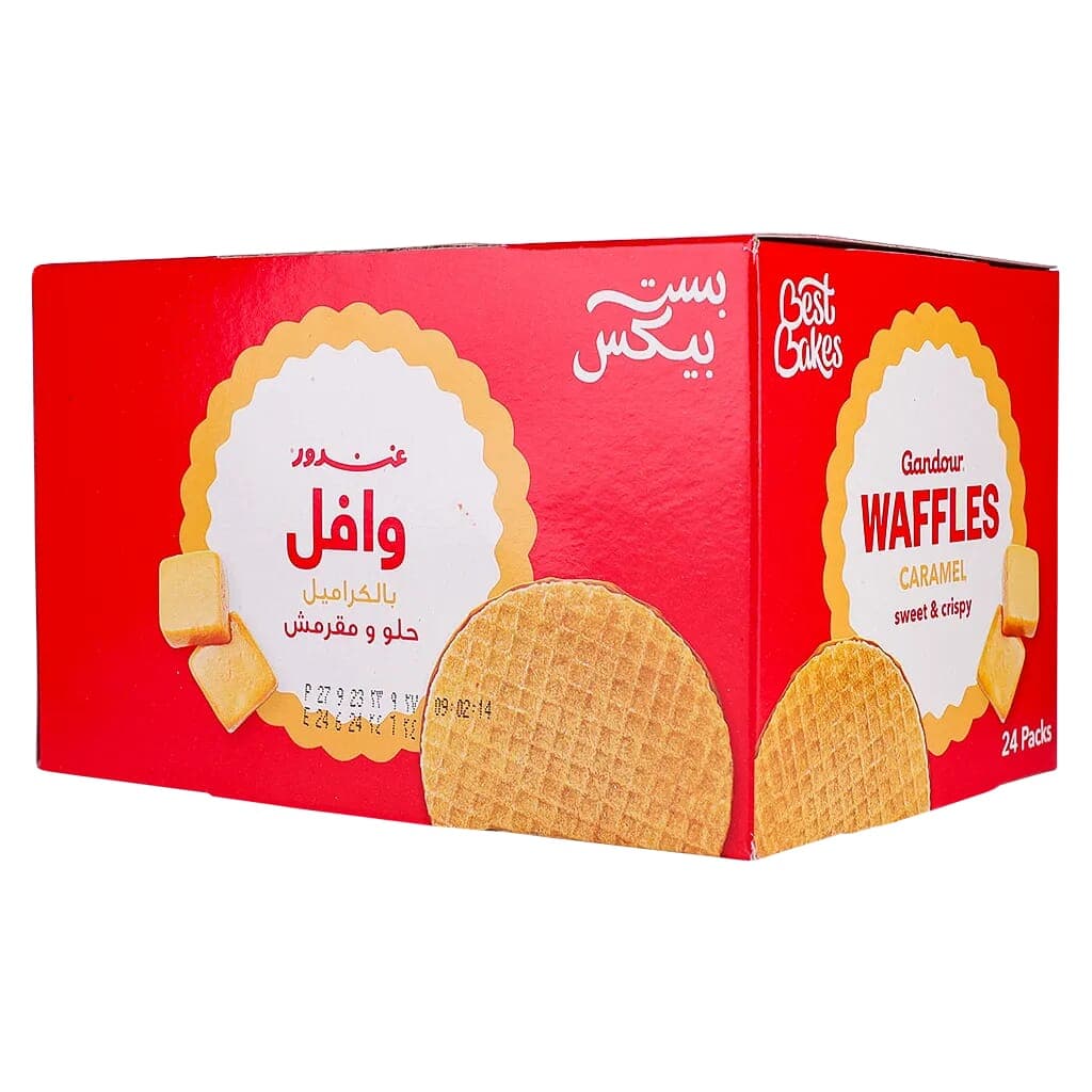 Gandour Waffles Caramel - Sweet and Crispy - 24 Packets - 672g
