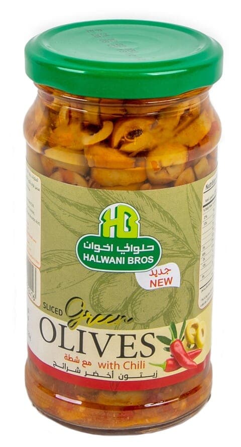 Halwani Sliced Green Olives With Chili Sauce 240 G